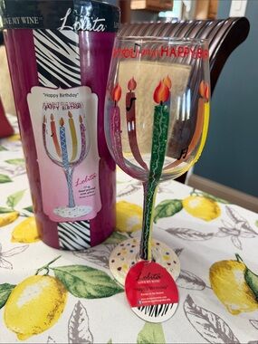 Lolita Multicolor Birthday Candle Stem Wine Glass